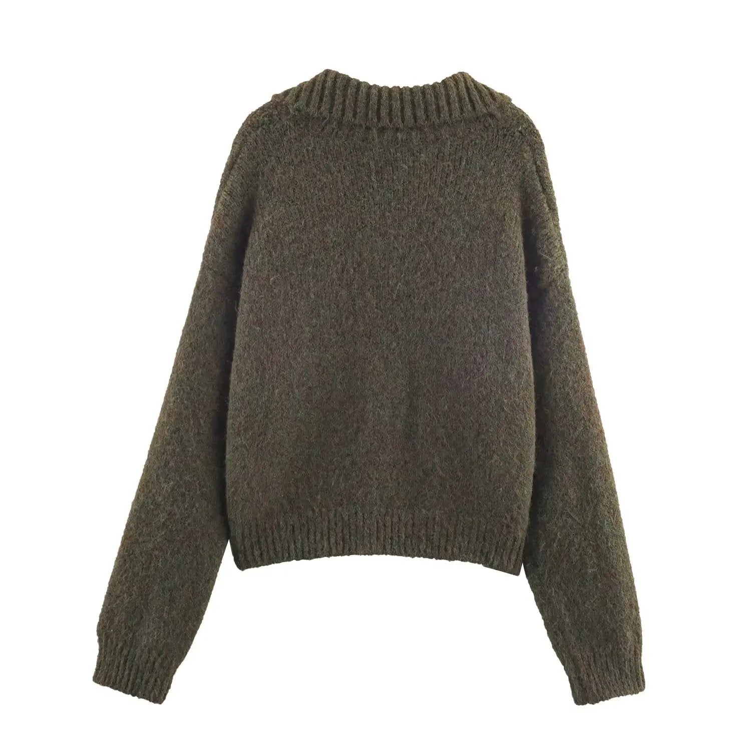 Idle Retro Lapels Jacquard Lace up Knitted Cardigan Autumn Loose Slimming Sweater Coat for Women Bella Mia