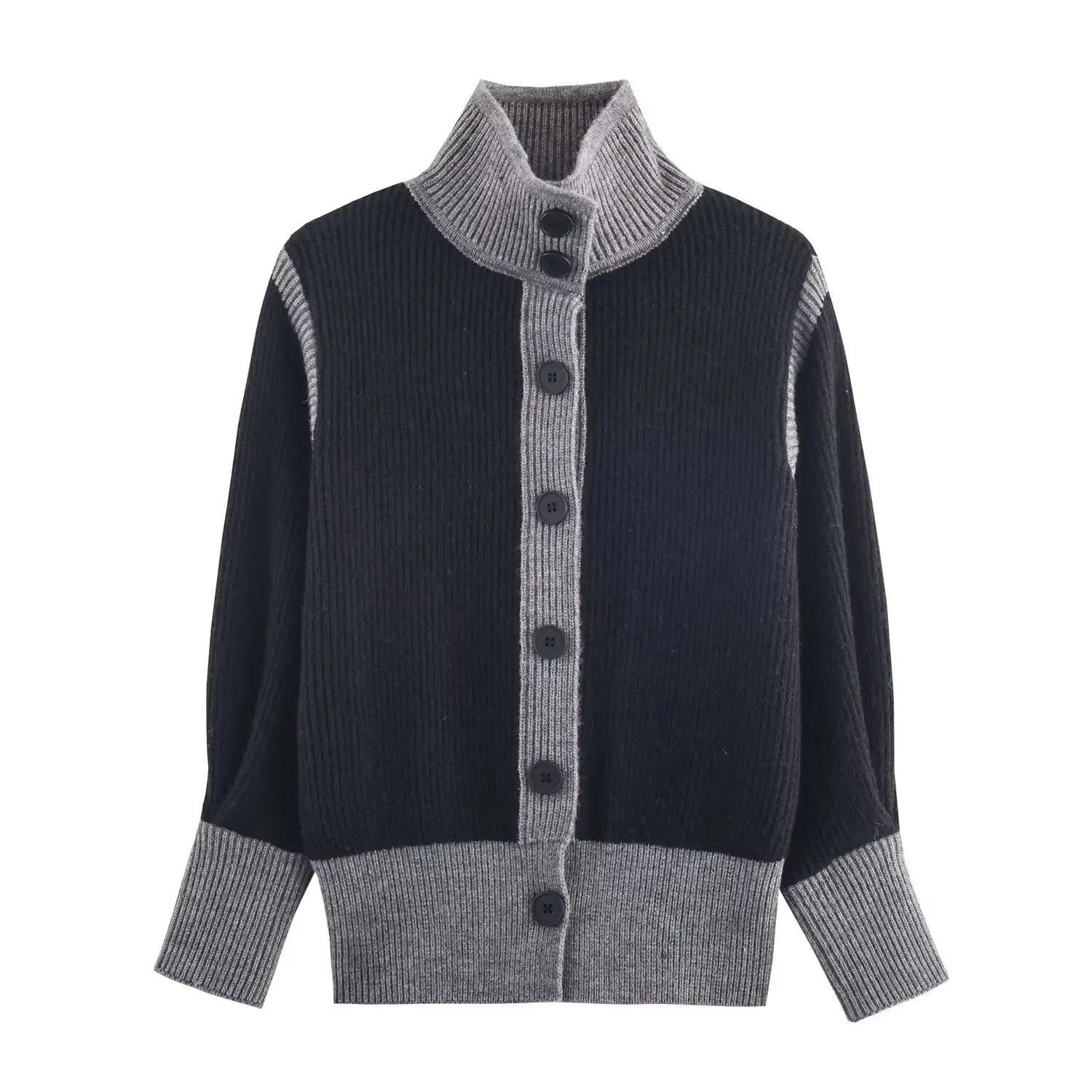 Autumn Women Casual Loose All Matching Color Stitching Knitted Cardigan Bella Mia