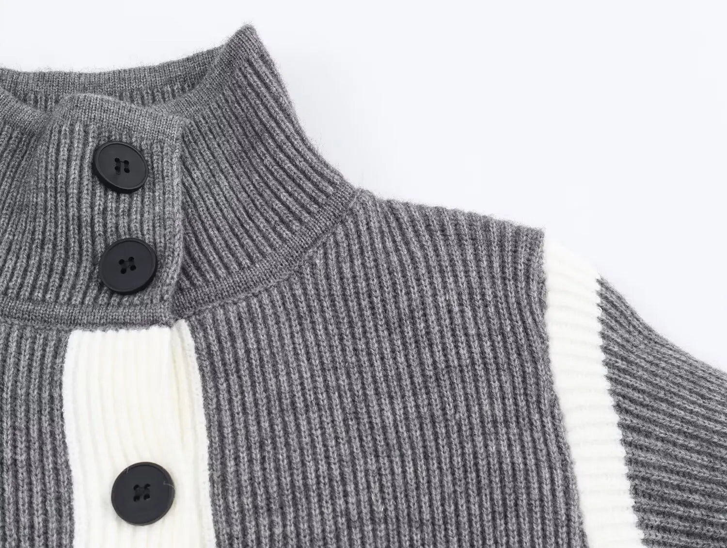 Autumn Women Casual Loose All Matching Color Stitching Knitted Cardigan Bella Mia