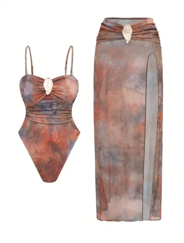 French Entry Lux Niche High End Vacation One Piece Swimsuit Skirt Two Piece Set High Grade Swimsuit Bella Mia