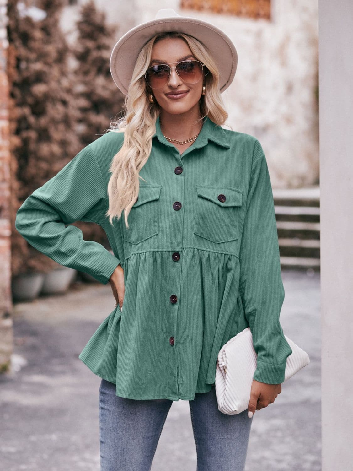 Mandy collared long sleeve blouse