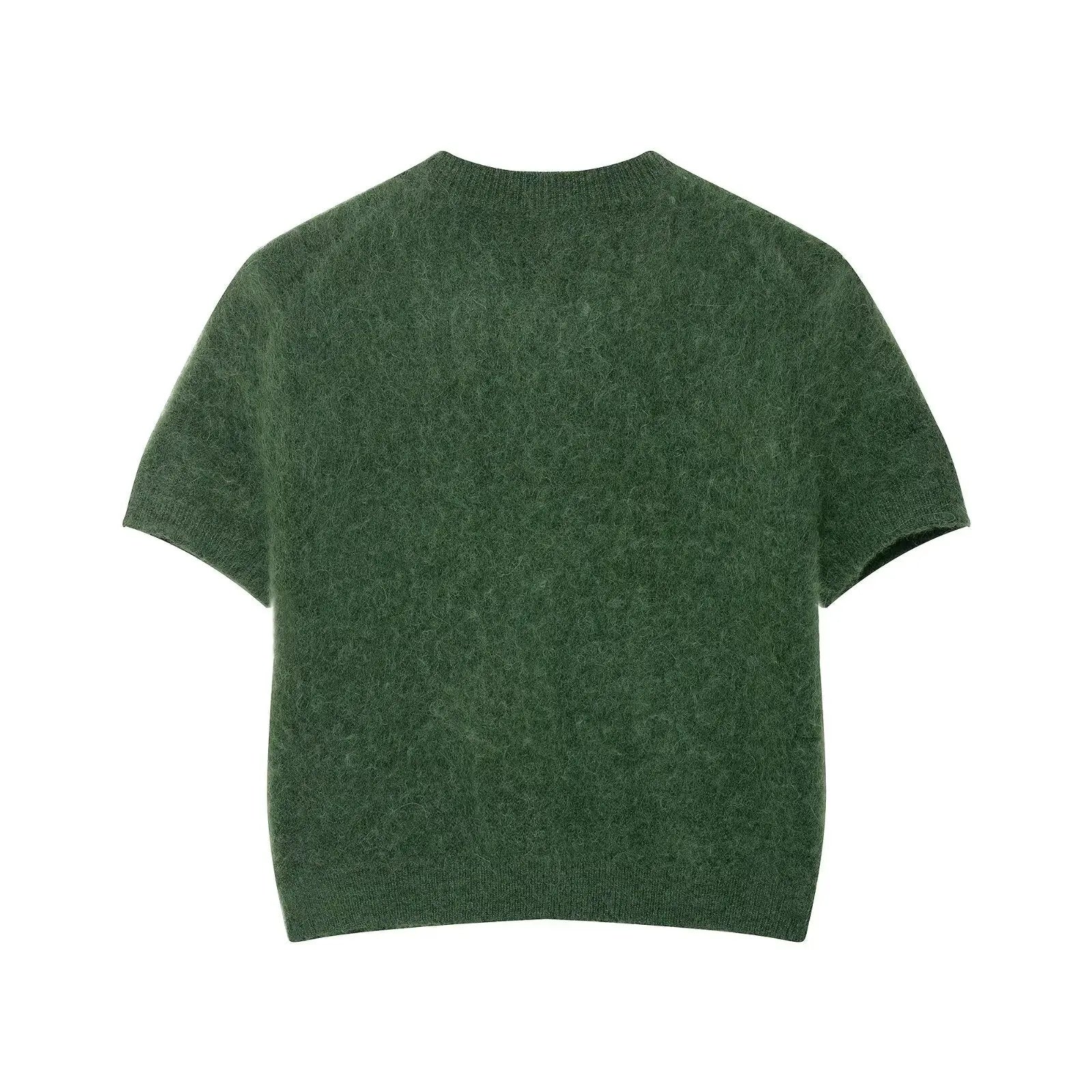 Early Autumn Women Clothing Office round Neck Short Sleeves Single Breasted Knitwear Bella Mia