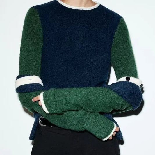 Women Wear Casual Loose Contrast Color Knitwear Bella Mia