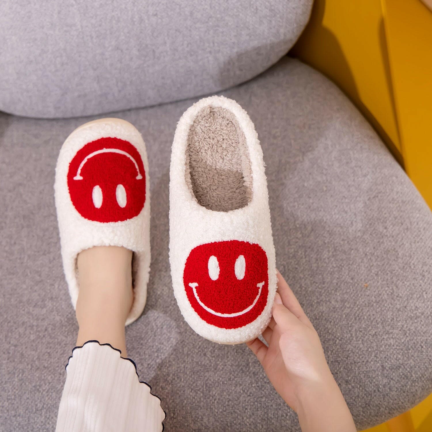 Melody Smiley Face Cozy Slippers.