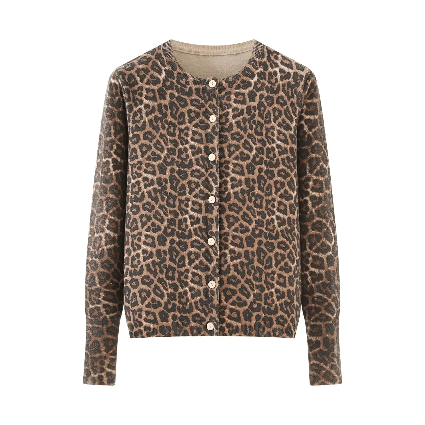 Fall Women Clothing Stylish Simple round Neck Button Decoration Cardigan Bella Mia