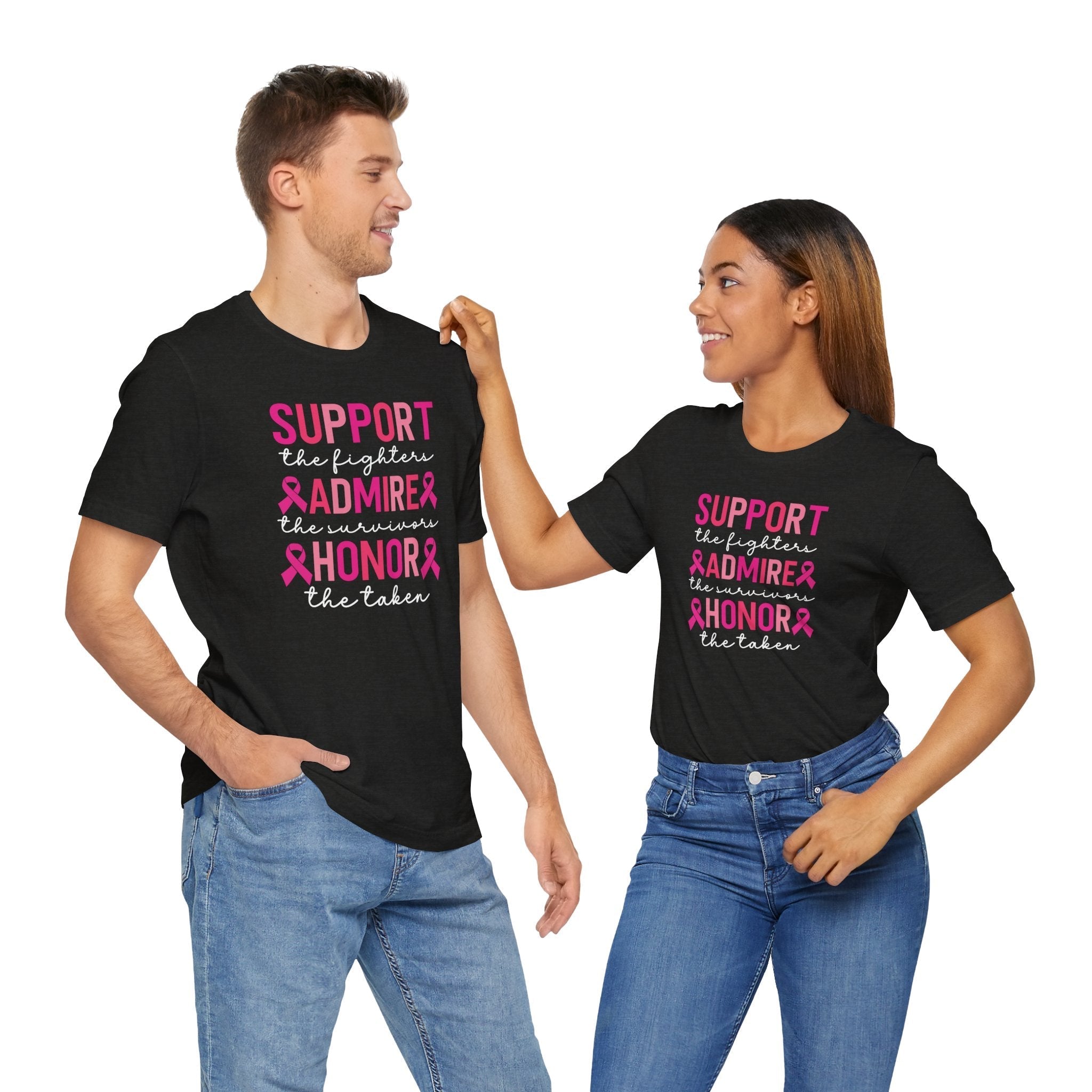 Support Honor Admire Cancer Awareness Tee Unisex Short Sleeve Shirt For Fighters Survivors And The Taken Coco’s Tee Boutique