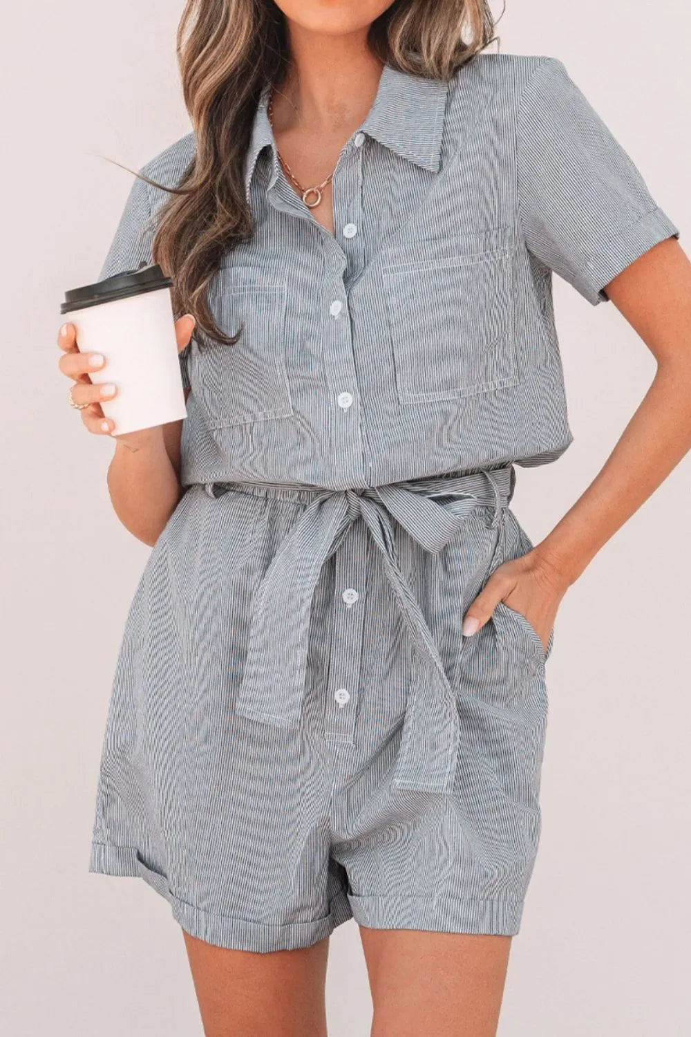 Simply Love: Stripe Romper - Tie Waist
