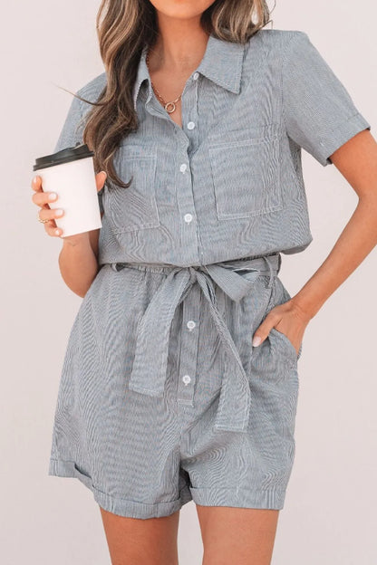 Simply Love: Stripe Romper - Tie Waist