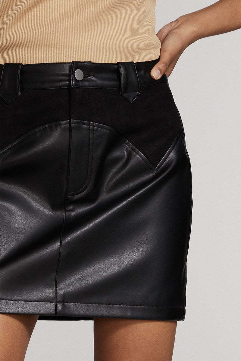 Western contrast pleather mini skirt Miss Sparkling