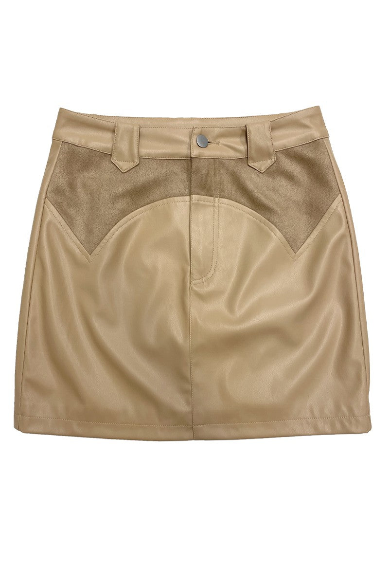 Western contrast pleather mini skirt Miss Sparkling