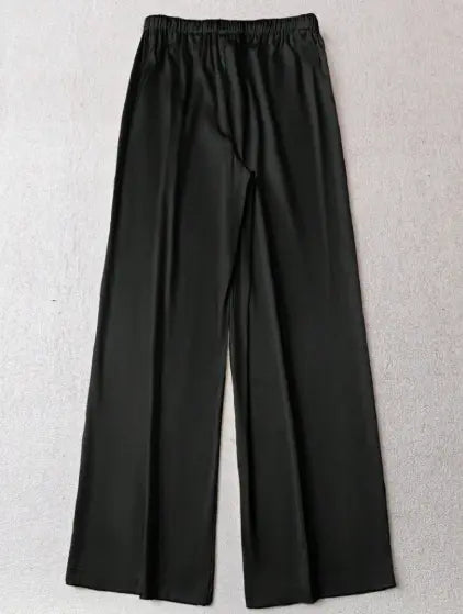 Women Wear Autumn Winter Loose Satin Casual Pants Black Satin Wide Leg Pants Bella Mia