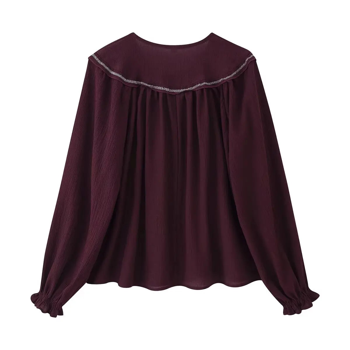 Women Long Sleeve Casual Beaded Embroidered Shirt Bella Mia