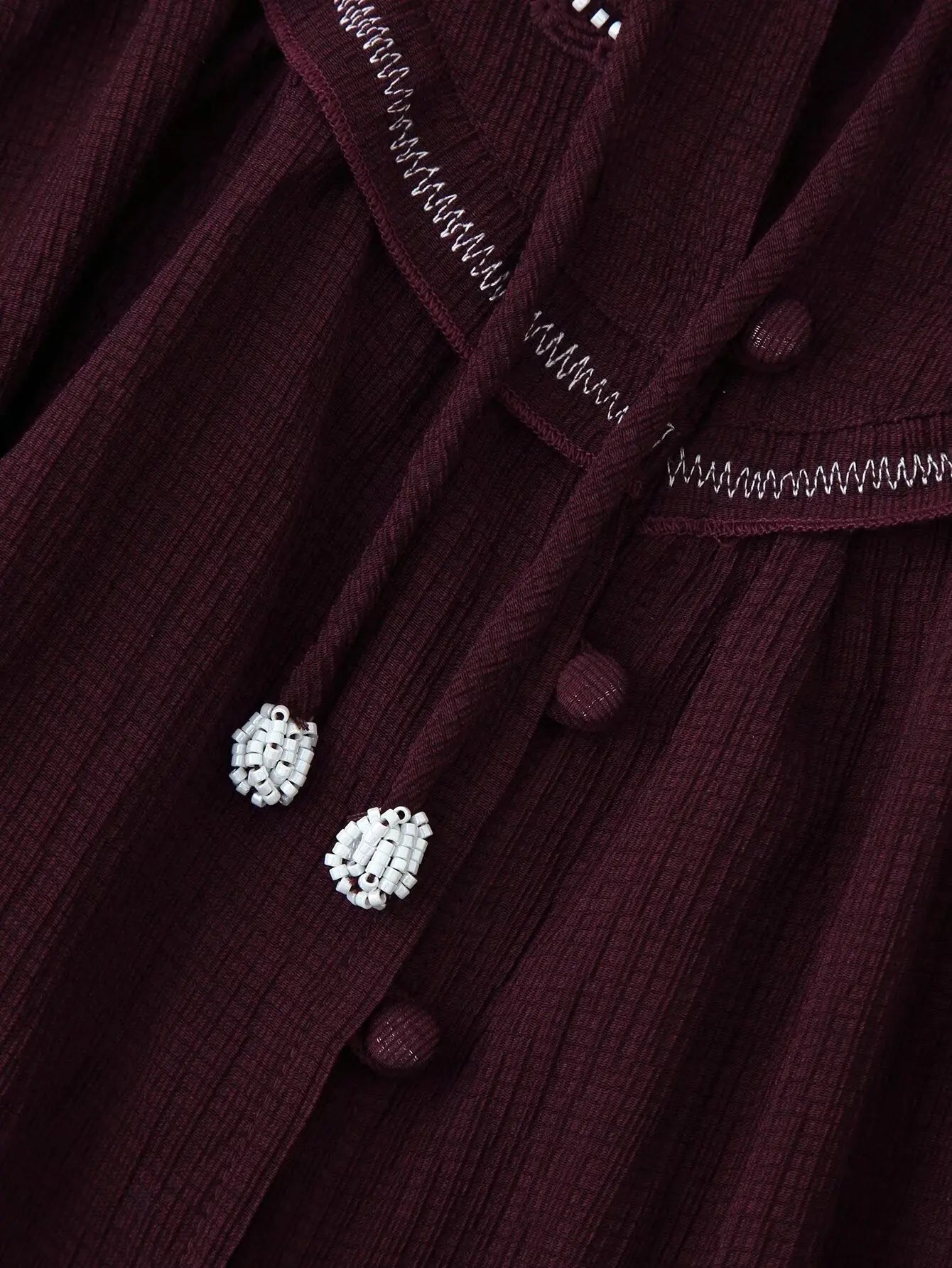 Women Long Sleeve Casual Beaded Embroidered Shirt Bella Mia