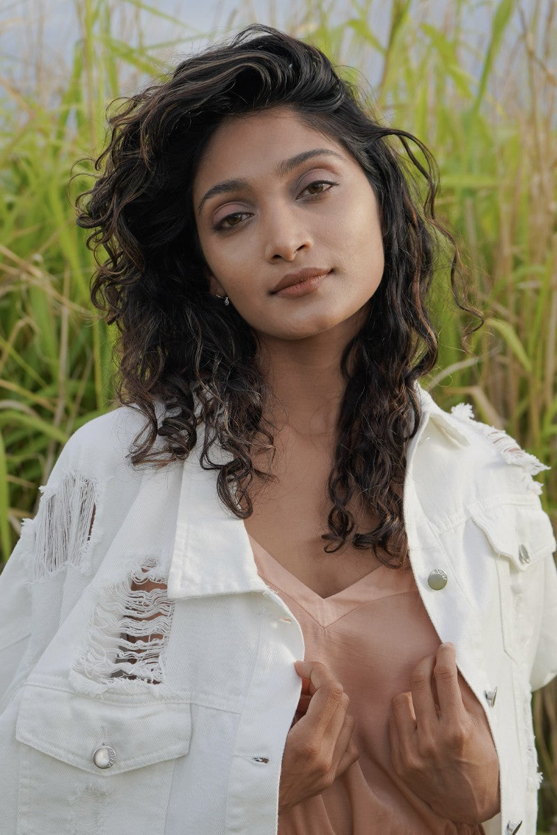 Distressed denim jacket Miss Sparkling