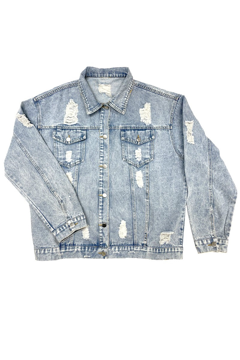 Distressed denim jacket Miss Sparkling