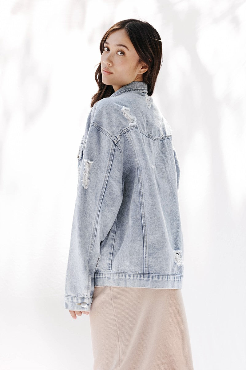 Distressed denim jacket Miss Sparkling
