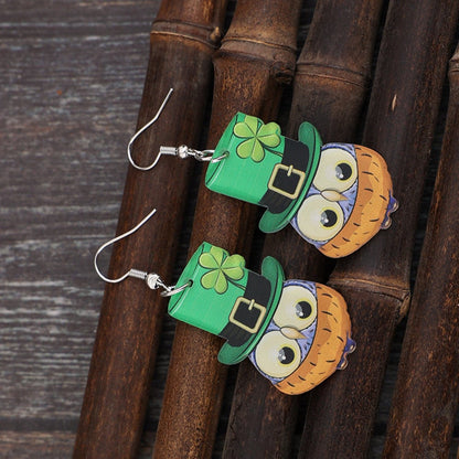 Owl Acrylic Dangle Earrings.