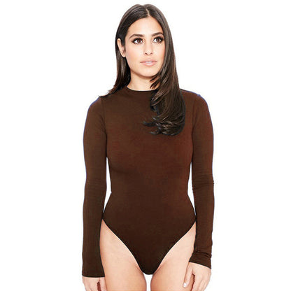 Autumn Winter Long Sleeve Crew Neck Casual Bottoming Women Clothing Sexy Tight Jumpsuit Bodysuit