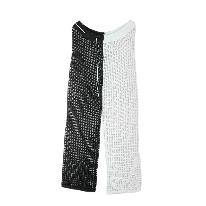 Hollow Out Cutout Contrast Color Trousers Loose Hand Crochet Wide Leg Sun Protection Seaside Beach Pants Bella Mia