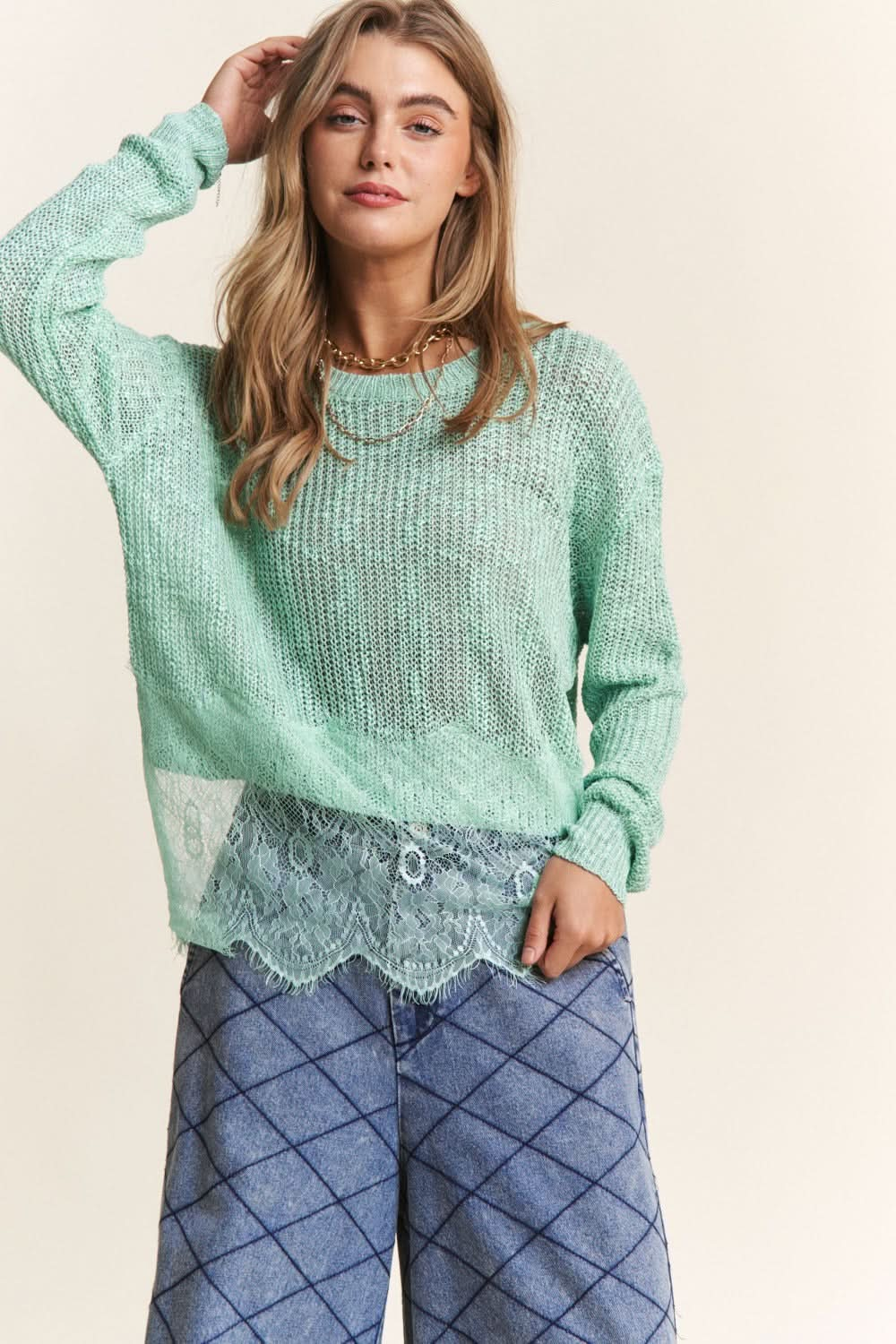 J.NNA Elegant Lace Knit Top