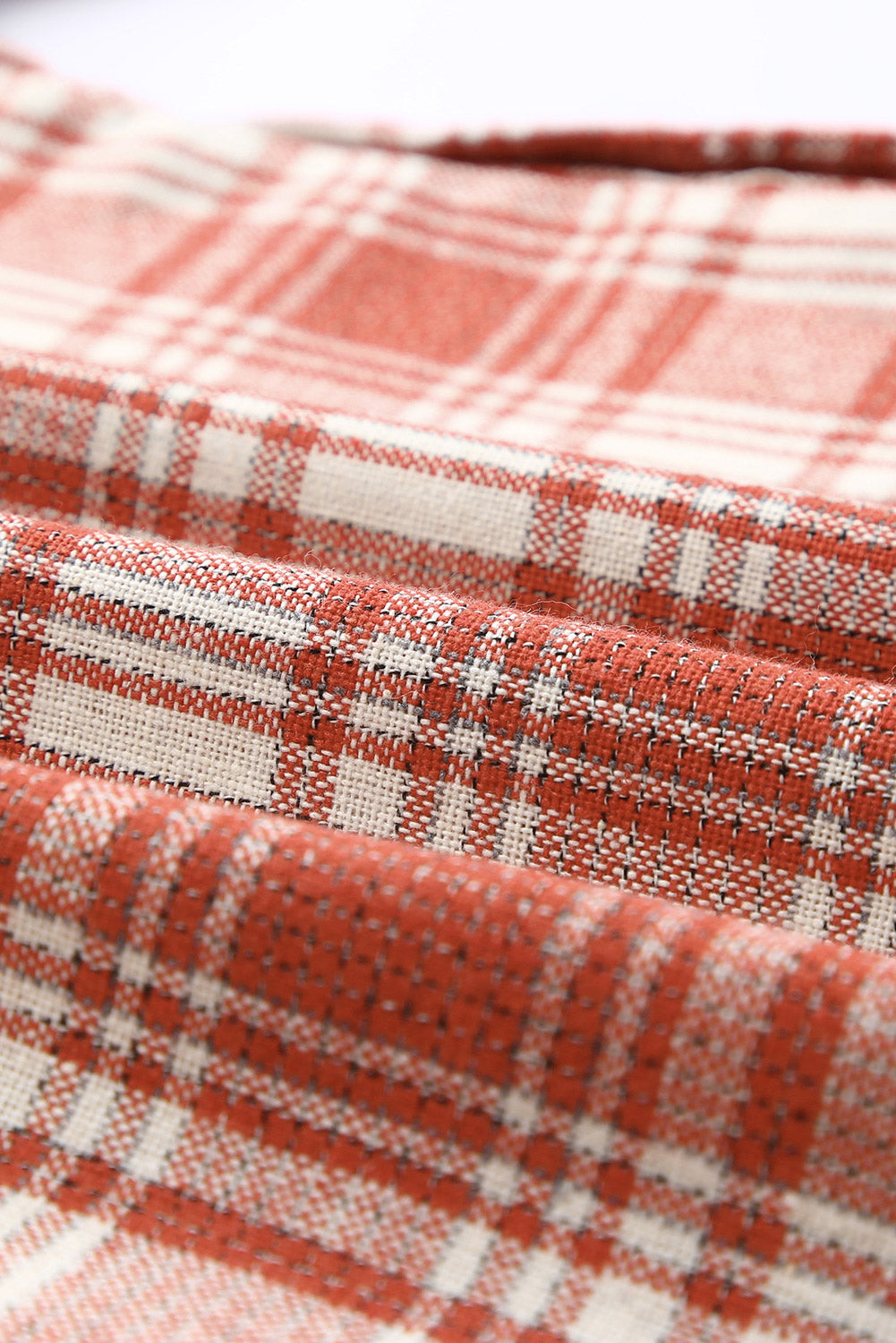 Chic plaid long shacket in fiery red