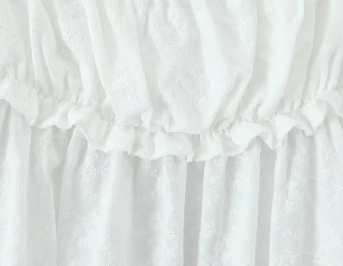 Cotton Puff Sleeve Square Neck Blouse For Women Summer White Bella Mia