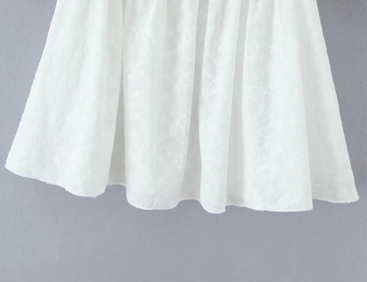 Cotton Puff Sleeve Square Neck Blouse For Women Summer White Bella Mia