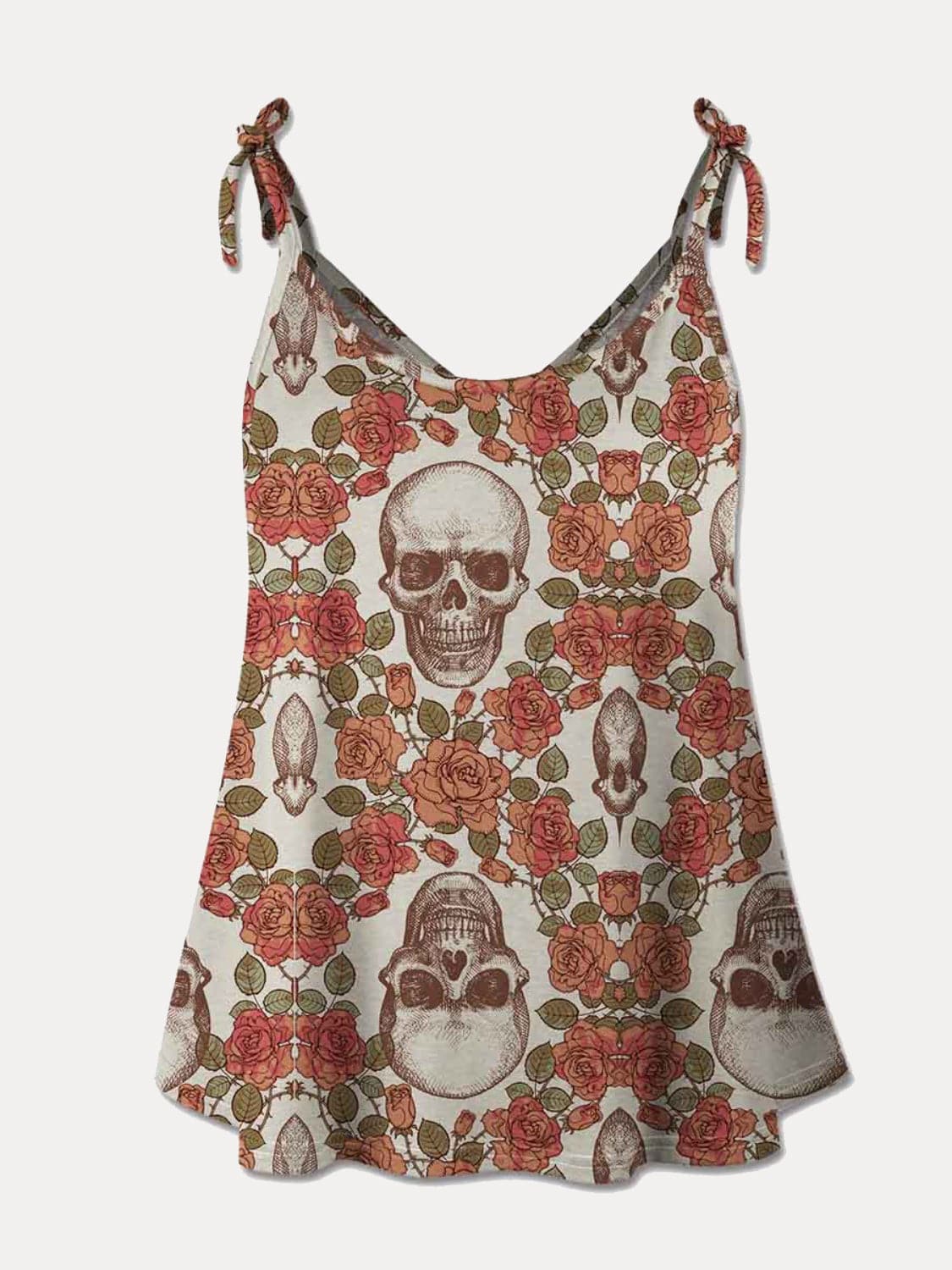 Skull print cami top with ties