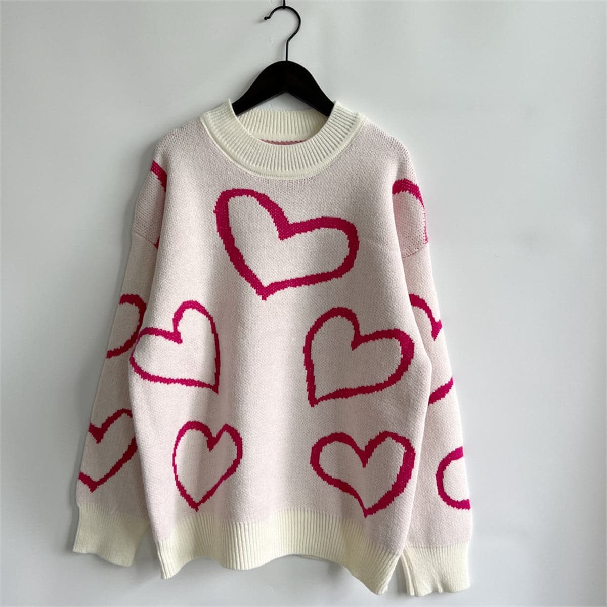 Heart Pattern Long Sleeve Sweater.