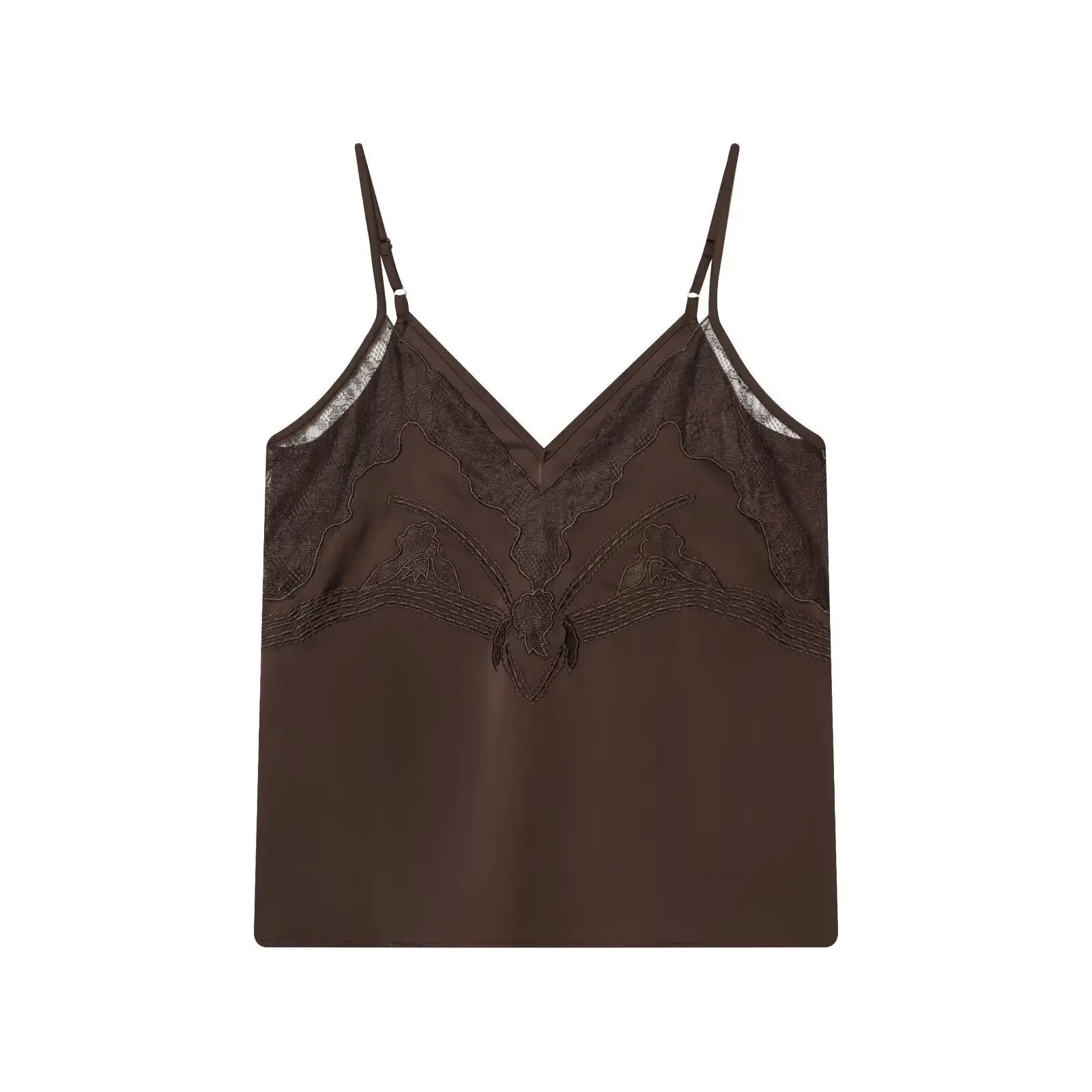 Women V Neck Lace Cami Top Strap Style Polyester Summer Sexy Bella Mia