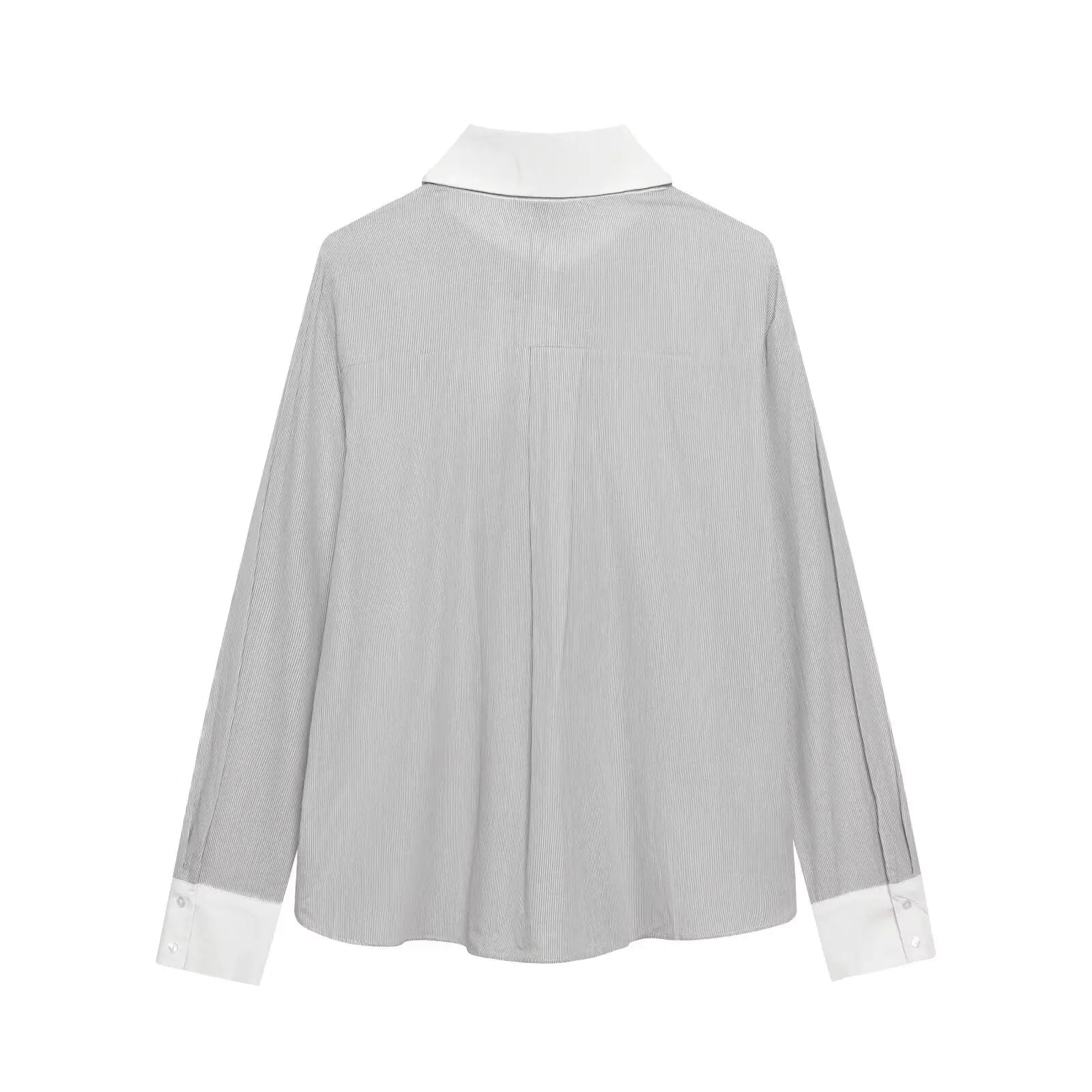 Women Clothing Western Bow Decoration Striped Stitching Shirt Bella Mia