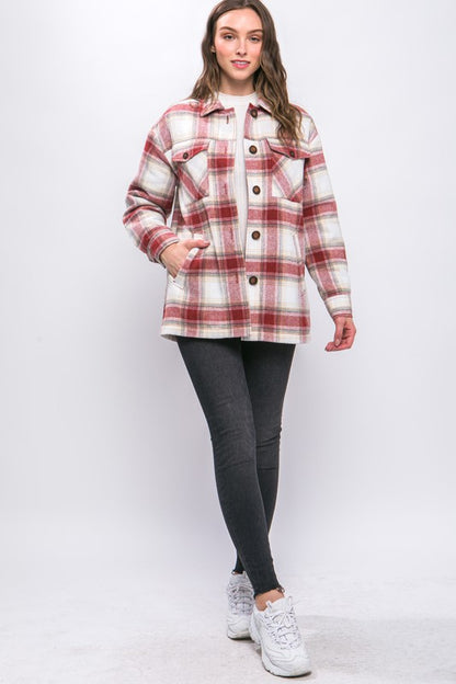 Plaid Sherpa Lined Jacket