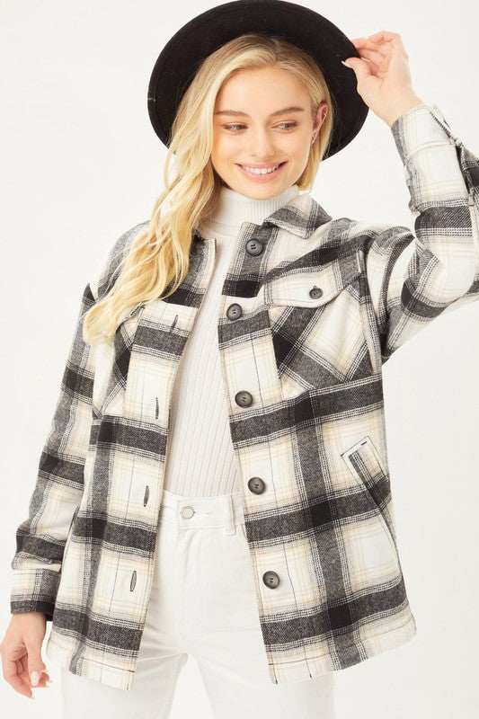 Plaid Sherpa Lined Jacket