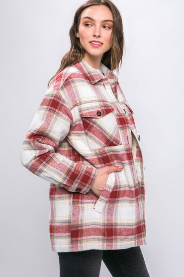 Plaid Sherpa Lined Jacket