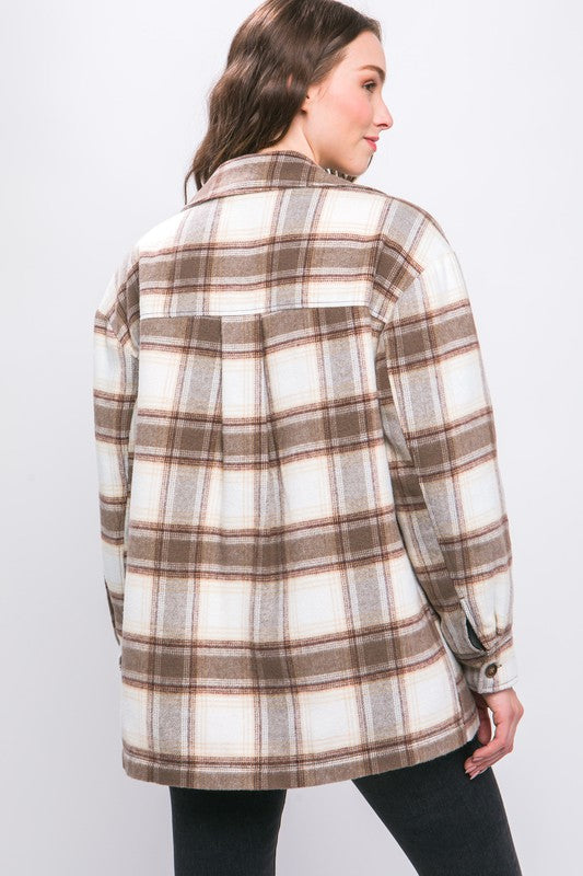 Plaid Sherpa Lined Jacket