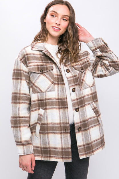 Plaid Sherpa Lined Jacket