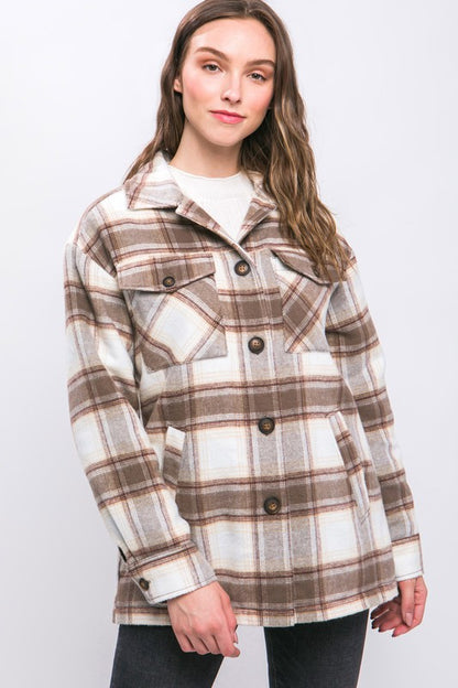 Plaid Sherpa Lined Jacket