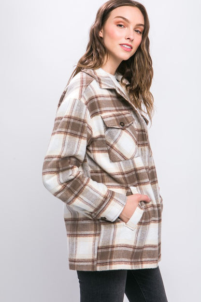 Plaid Sherpa Lined Jacket