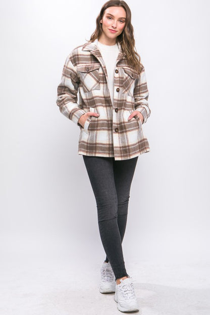 Plaid Sherpa Lined Jacket