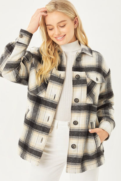 Plaid Sherpa Lined Jacket