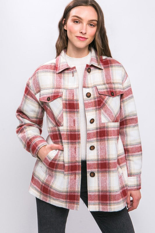 Plaid Sherpa Lined Jacket