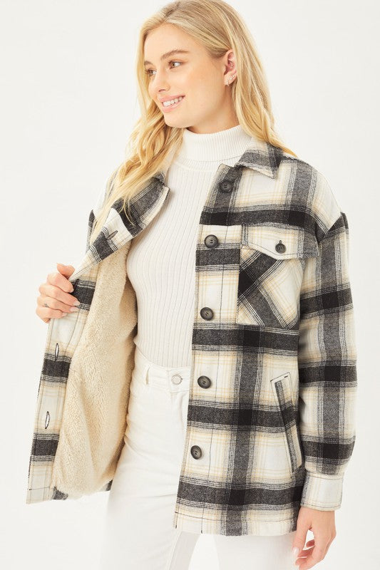 Plaid Sherpa Lined Jacket