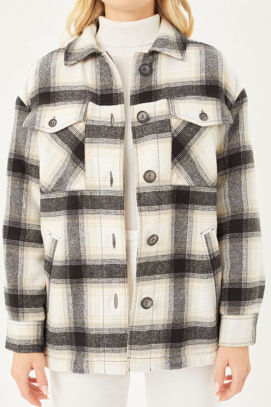 Plaid Sherpa Lined Jacket