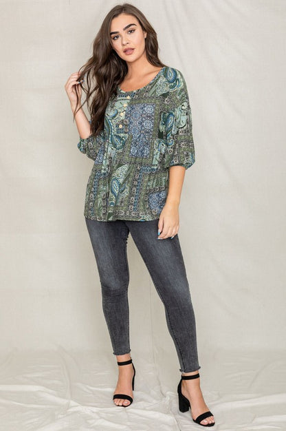 Paisley button-up top - usa made