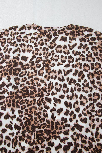 Chic khaki leopard print batwing sleeve cardigan for effortless style