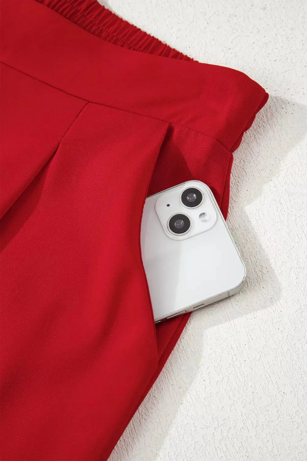 Pleated Detail Pull On High Elastic Waist Loose Straight Pants Simply Love