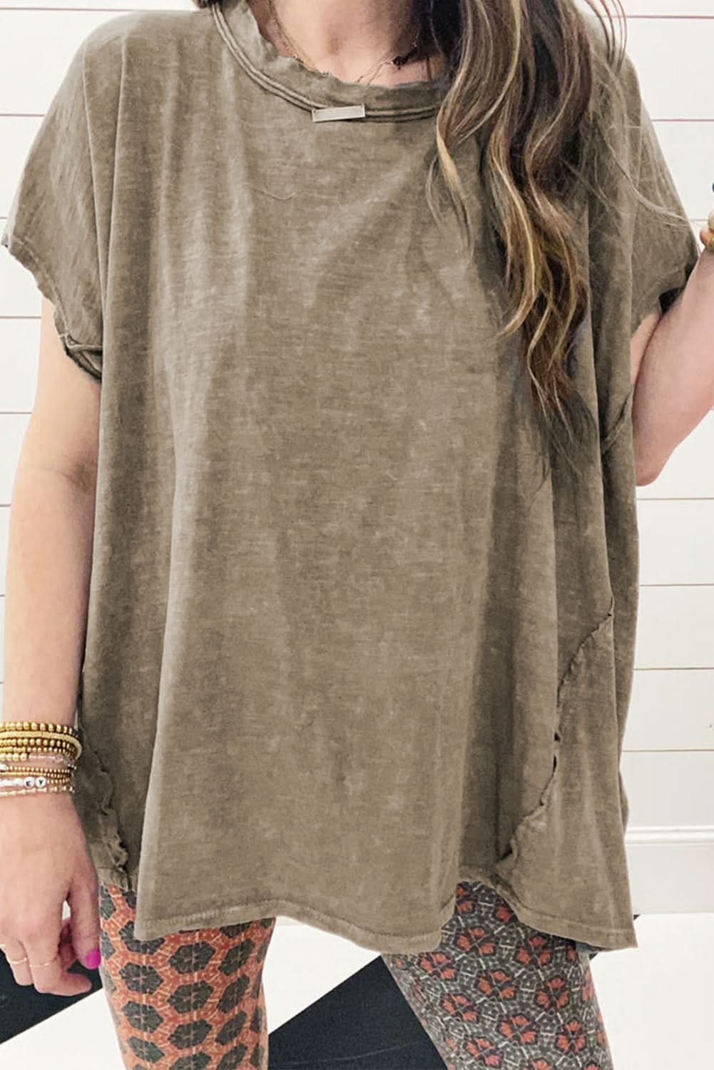 Sage Green Oversized Vintage Washed Dolman Sleeve Tee