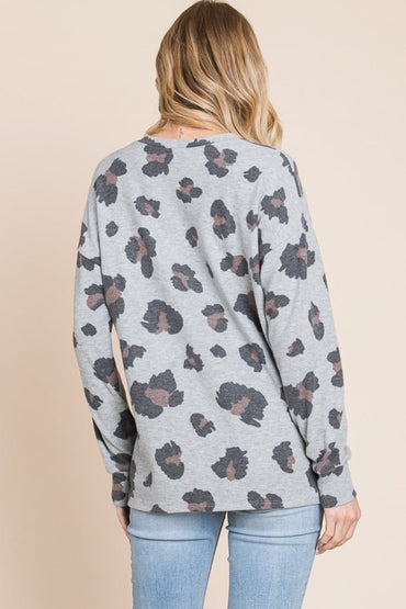 Leopard Print Drop Shoulder Tee