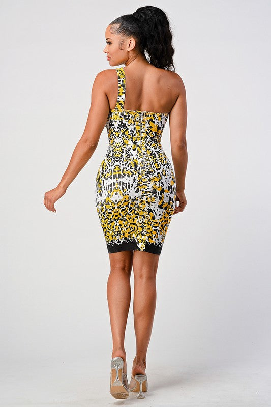 Yellow Animal Print Bandage Dress Coco’s Tee Boutique
