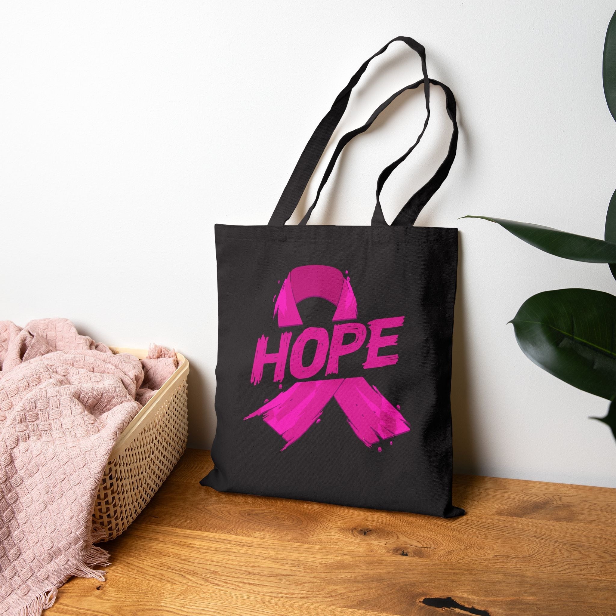 Breast Cancer Awareness Tote Bag Eco Friendly Cotton Tote Pink Ribbon Hope Design For Support Gift And Shopping Coco’s Tee Boutique